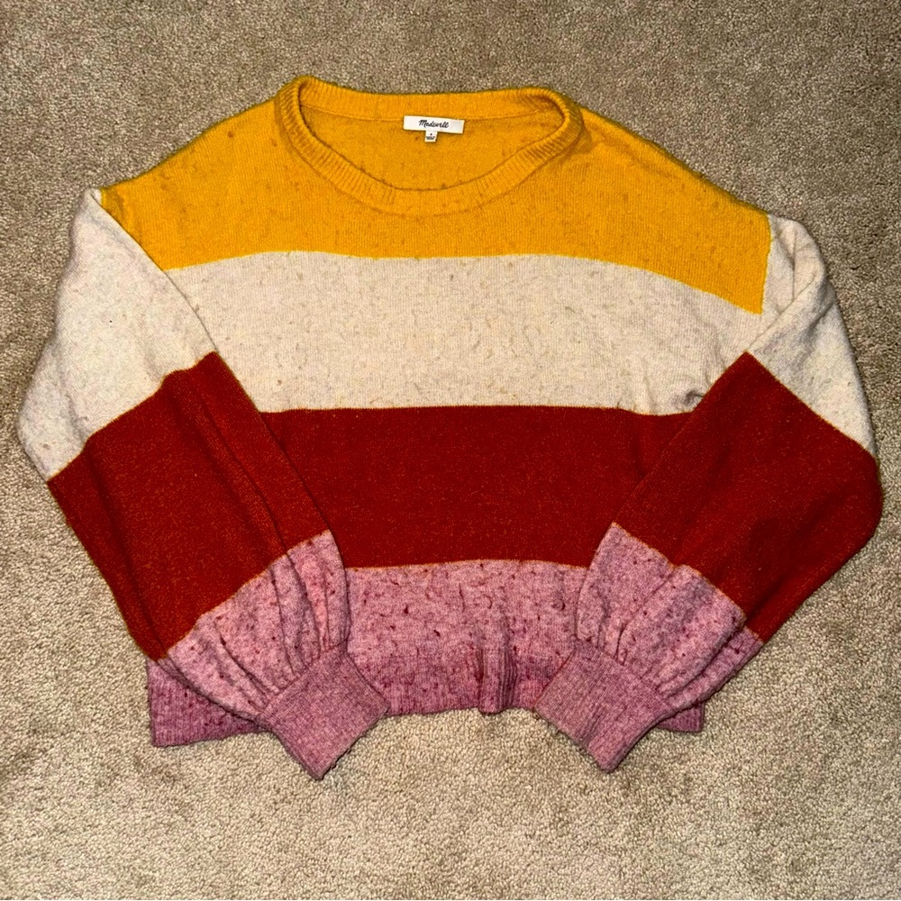 Madewell Colorblock Striped Sweater - Women's Small Alpaca Wool Blend Pullover